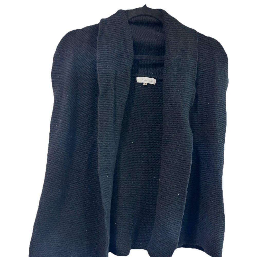 Sugarlips Black Cardigan Sweater with Elegant Shawl Collar